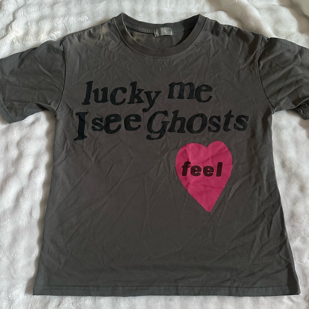 Gray Kids Shirt with Pink Heart Design